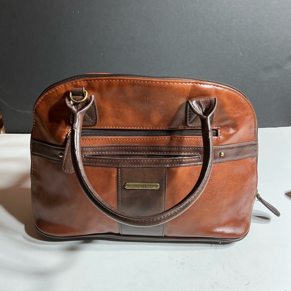 Stone & Co. Rich Brown Leather Satchel